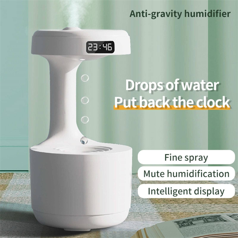 Bedroom Anti-Gravity Humidifier With Clock Water Drop Backflow Aroma Diffuser Large Capacity Office Bedroom Mute Heavy Fog Household Sprayer - Image 15