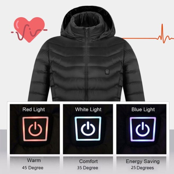 Winter Heated Jacket USB Electric Cotton Coat Zip-up Heater Thermal Clothing Heating Vest For Men - Image 25