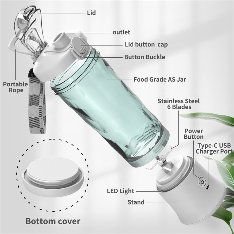 Portable Blender Juicer Personal Size Blender For Shakes And Smoothies With 6 Blade Mini Blender Kitchen Gadgets - Image 21
