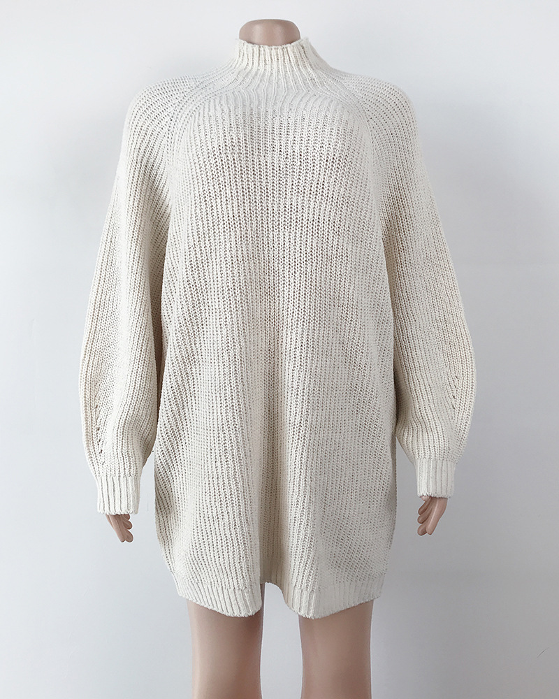 Solid Turtleneck Long Sweater Winter Warm Women Sweater Dress - Image 22