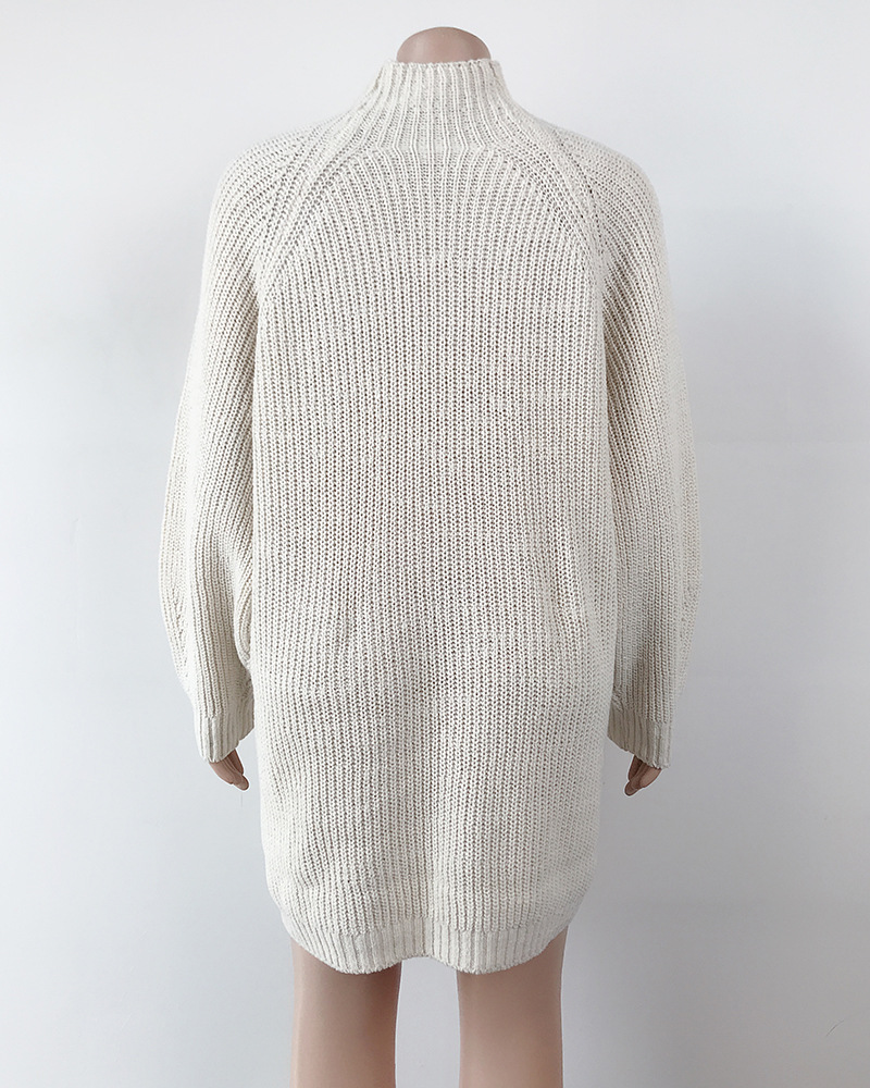 Solid Turtleneck Long Sweater Winter Warm Women Sweater Dress - Image 21