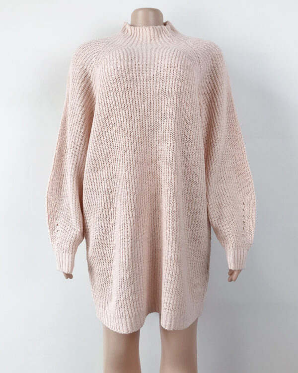 Solid Turtleneck Long Sweater Winter Warm Women Sweater Dress - Image 15