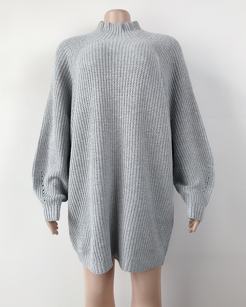 Solid Turtleneck Long Sweater Winter Warm Women Sweater Dress - Image 28