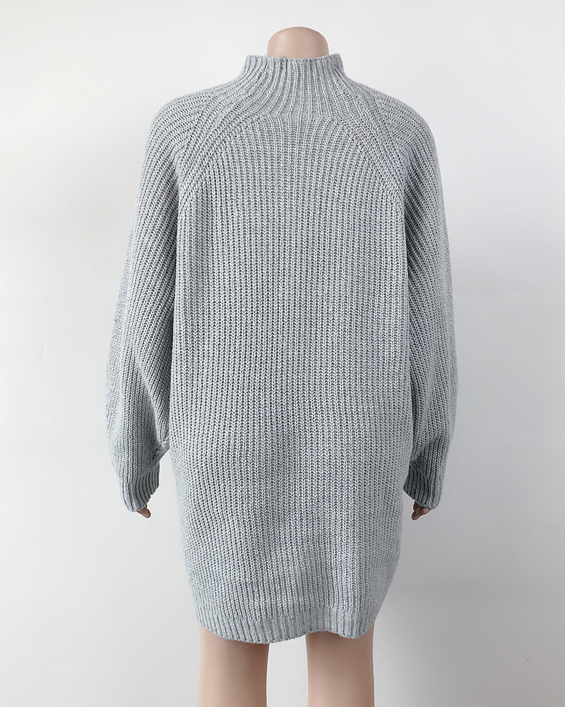 Solid Turtleneck Long Sweater Winter Warm Women Sweater Dress - Image 27