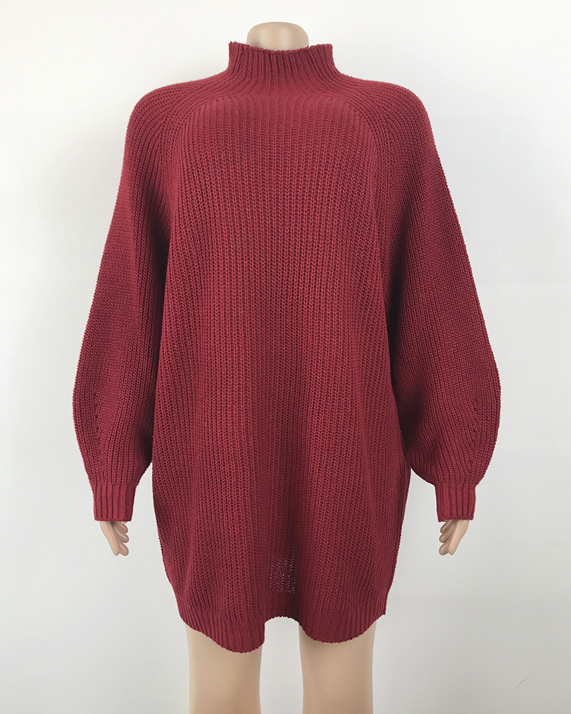 Solid Turtleneck Long Sweater Winter Warm Women Sweater Dress - Image 26