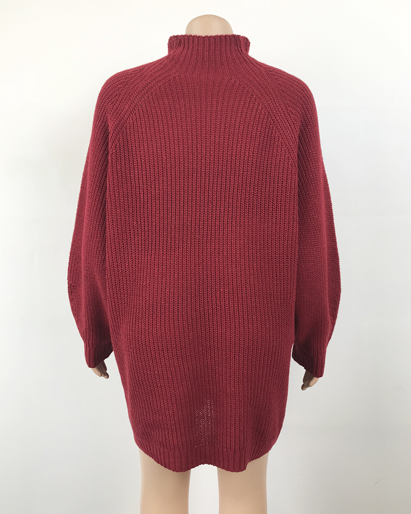 Solid Turtleneck Long Sweater Winter Warm Women Sweater Dress - Image 25