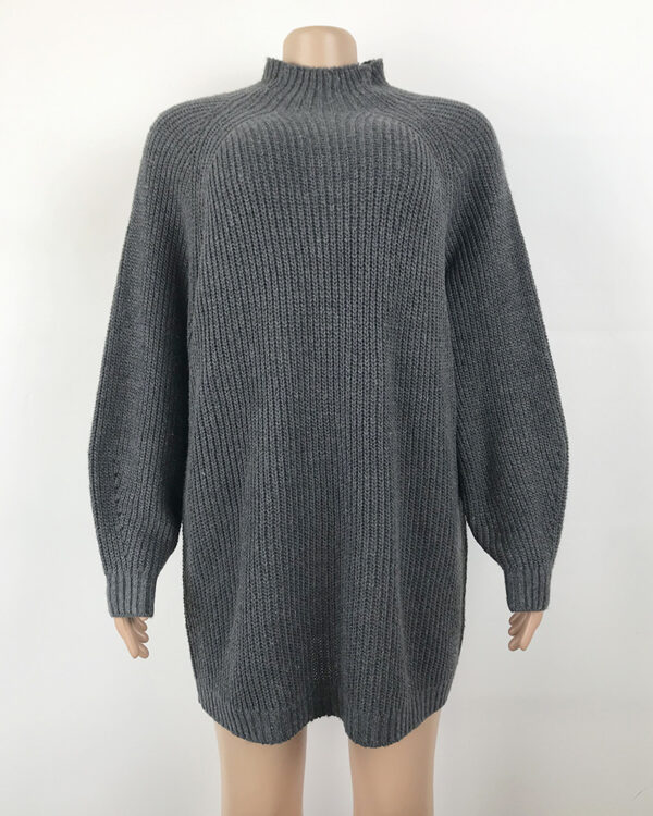 Solid Turtleneck Long Sweater Winter Warm Women Sweater Dress - Image 24