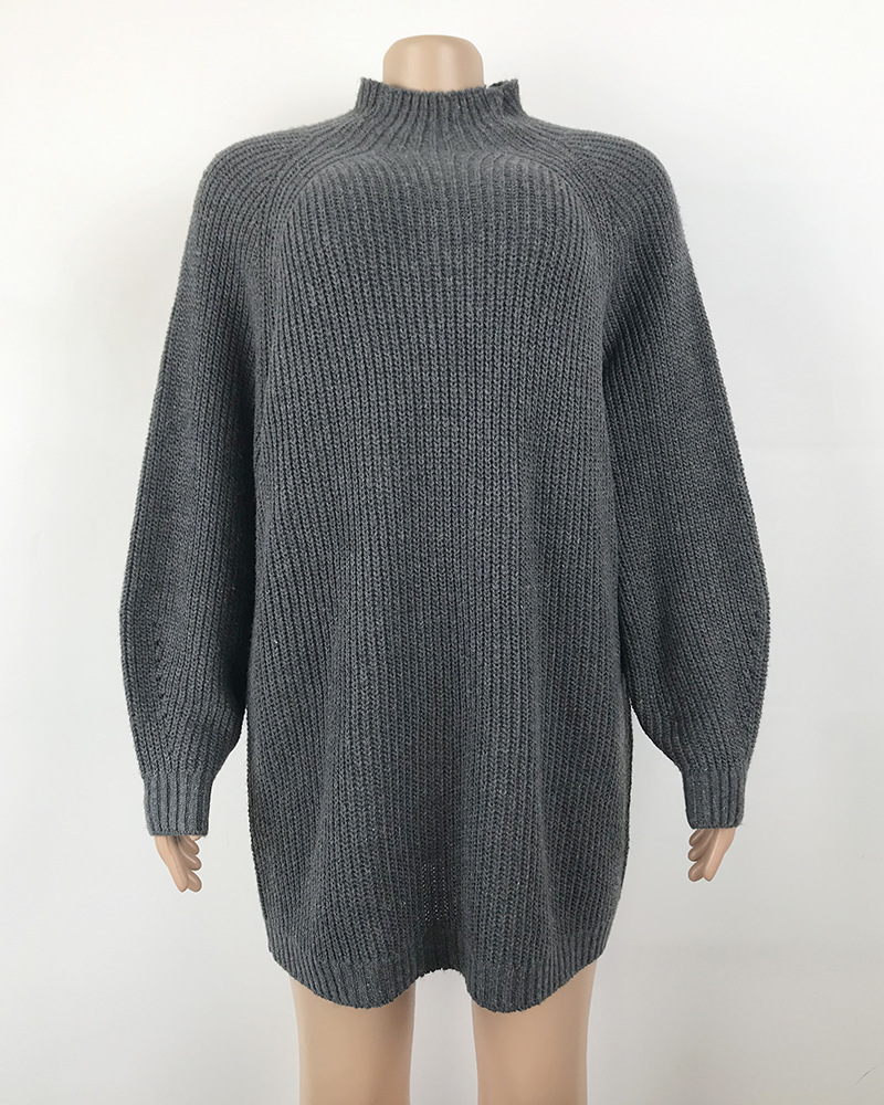 Solid Turtleneck Long Sweater Winter Warm Women Sweater Dress - Image 24