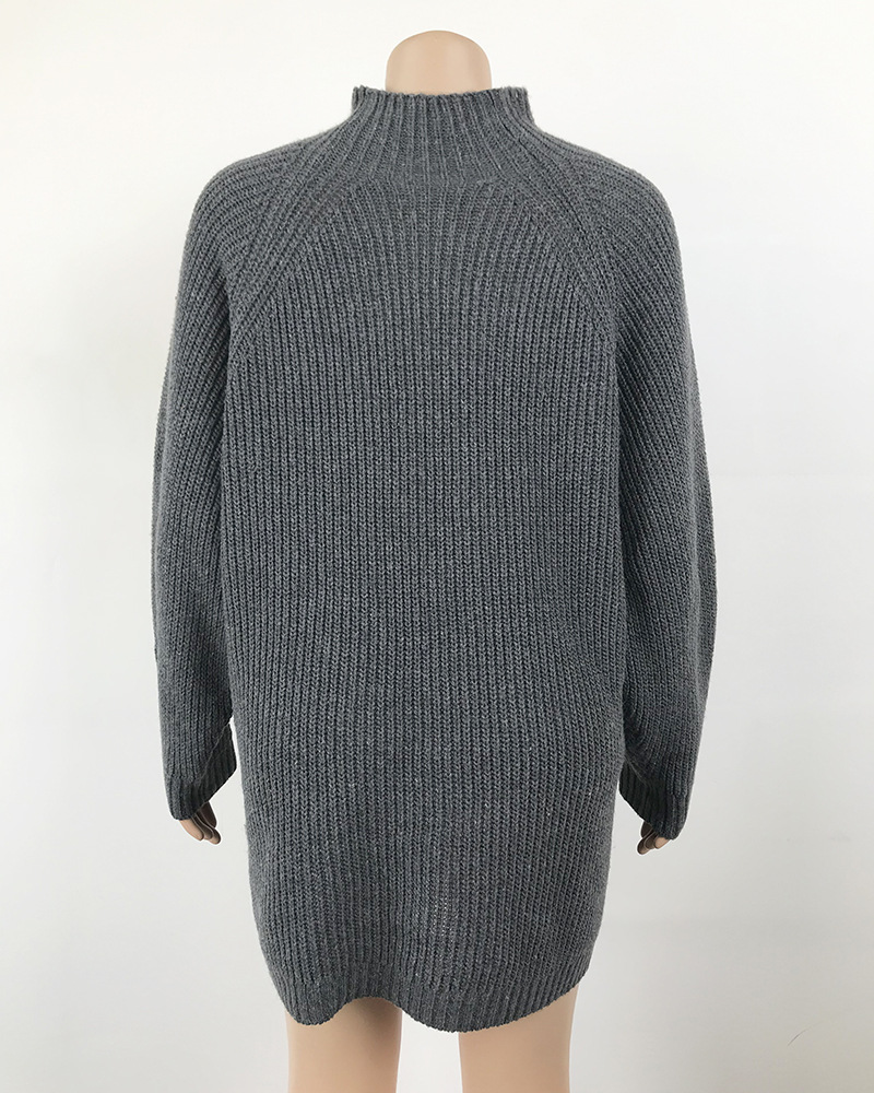 Solid Turtleneck Long Sweater Winter Warm Women Sweater Dress - Image 23