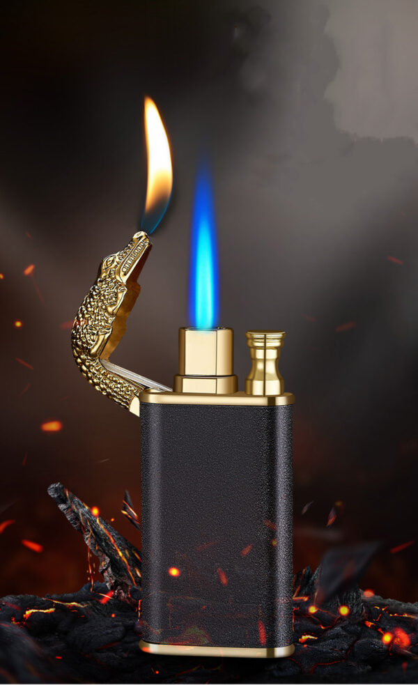 Creative Blue Flame Lighter Dolphin Dragon Tiger Double Fire Metal Winproof Lighter Inflatable Lighter - Image 14