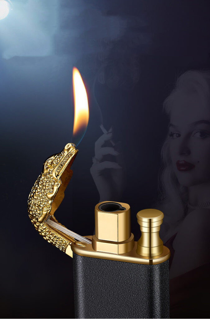 Creative Blue Flame Lighter Dolphin Dragon Tiger Double Fire Metal Winproof Lighter Inflatable Lighter