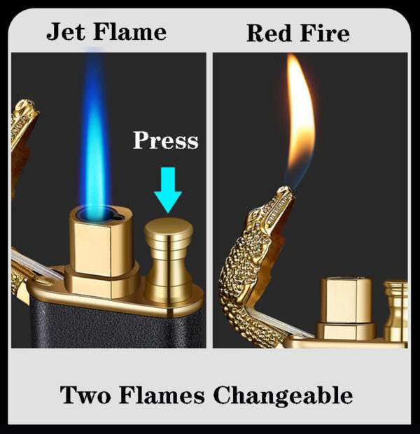 Creative Blue Flame Lighter Dolphin Dragon Tiger Double Fire Metal Winproof Lighter Inflatable Lighter - Image 12