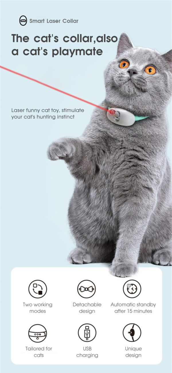 Automatic Cat Toy Smart Laser Teasing Cat Collar Electric USB Charging Kitten Amusing Toys Interactive Training Pet Items - Image 11