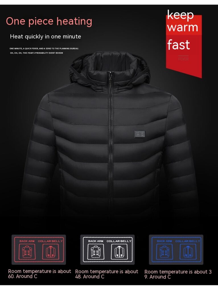 New Heated Jacket Coat USB Electric Jacket Cotton Coat Heater Thermal Clothing