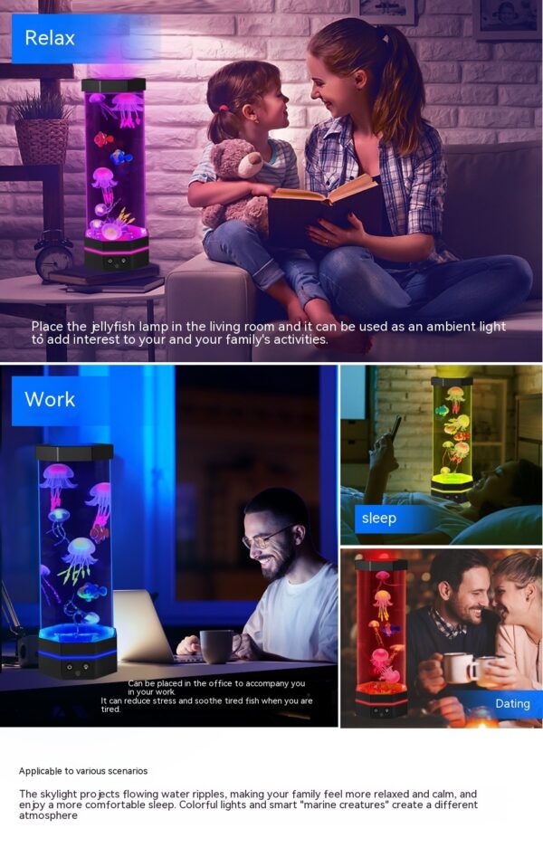Jellyfish Lava Lamp 17 Colors Changing 15inch Jellyfish Lamp With Remote Control USB Plug-in Bubble Fish Lamp Kids Night Light Creative Projector Lamp Home Decor - Image 4