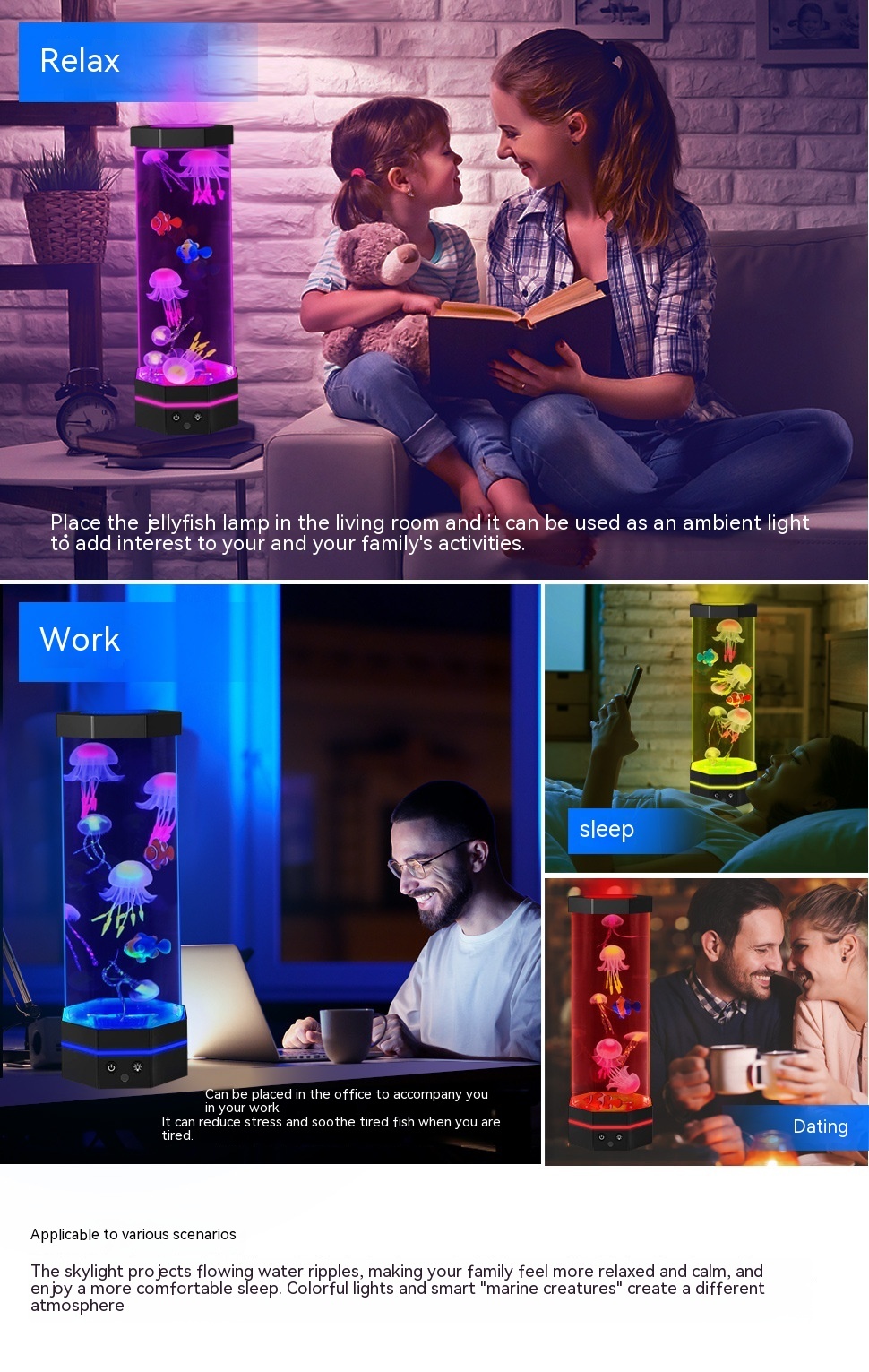 Jellyfish Lava Lamp 17 Colors Changing 15inch Jellyfish Lamp With Remote Control USB Plug-in Bubble Fish Lamp Kids Night Light Creative Projector Lamp Home Decor - Image 4