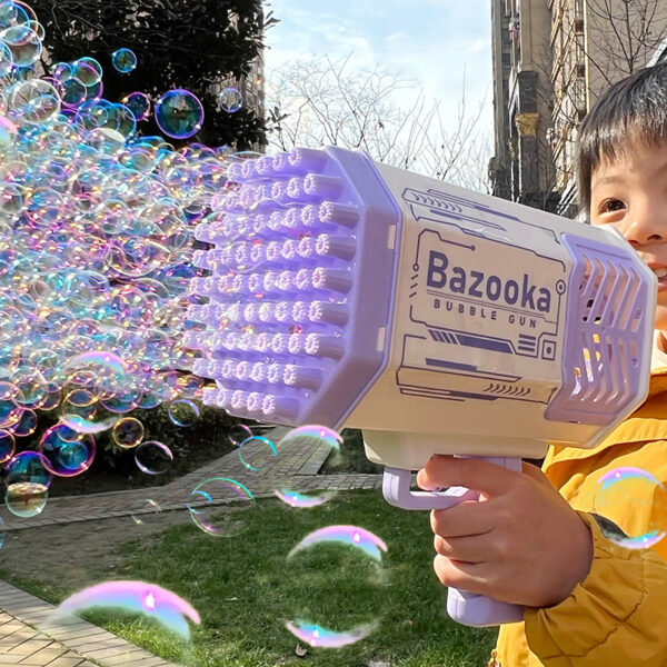 Bubble Gun Rocket 69 Holes Soap Bubbles Machine Gun Shape Automatic Blower With Light Toys For Kids Pomperos - Image 16