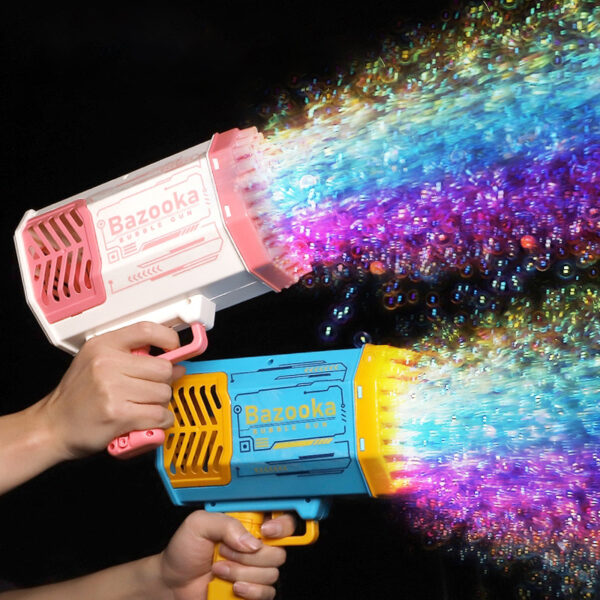Bubble Gun Rocket 69 Holes Soap Bubbles Machine Gun Shape Automatic Blower With Light Toys For Kids Pomperos - Image 11
