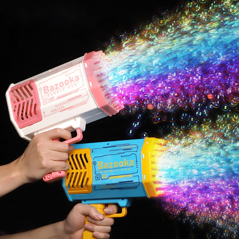 Bubble Gun Rocket 69 Holes Soap Bubbles Machine Gun Shape Automatic Blower With Light Toys For Kids Pomperos - Image 11