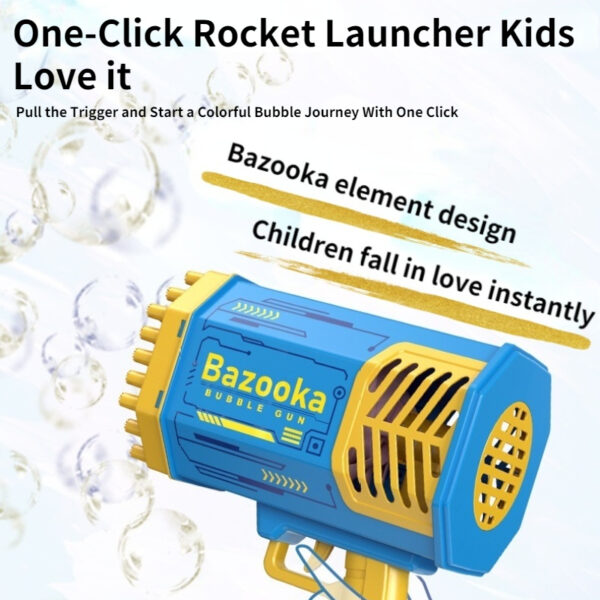 Bubble Gun Rocket 69 Holes Soap Bubbles Machine Gun Shape Automatic Blower With Light Toys For Kids Pomperos - Image 12