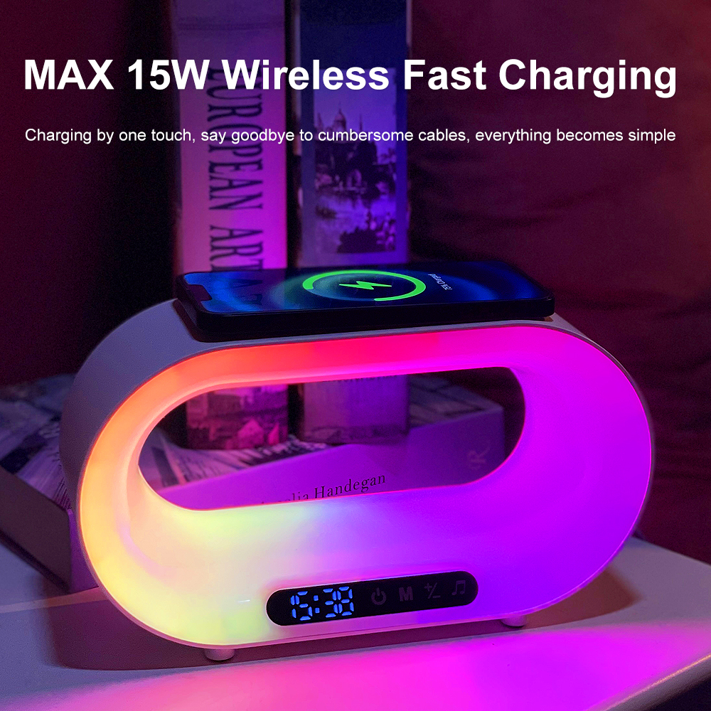 Multi-function 3 In 1 LED Night Light APP Control RGB Atmosphere Desk Lamp Smart Multifunctional Wireless Charger Alarm Clock - Image 15