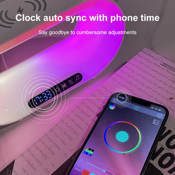 Multi-function 3 In 1 LED Night Light APP Control RGB Atmosphere Desk Lamp Smart Multifunctional Wireless Charger Alarm Clock - Image 17