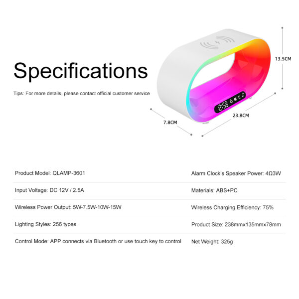 Multi-function 3 In 1 LED Night Light APP Control RGB Atmosphere Desk Lamp Smart Multifunctional Wireless Charger Alarm Clock - Image 12
