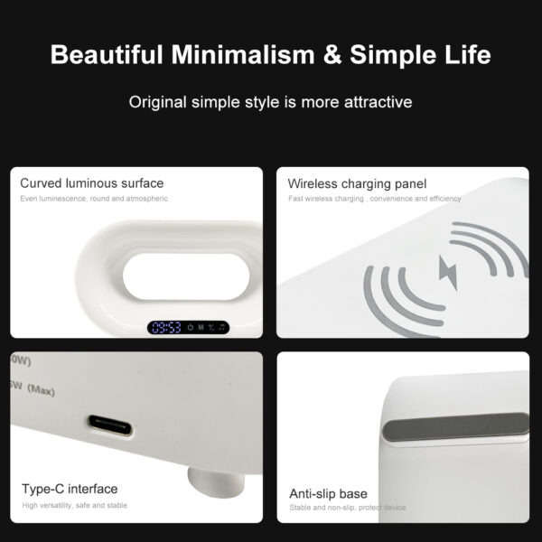 Multi-function 3 In 1 LED Night Light APP Control RGB Atmosphere Desk Lamp Smart Multifunctional Wireless Charger Alarm Clock - Image 13
