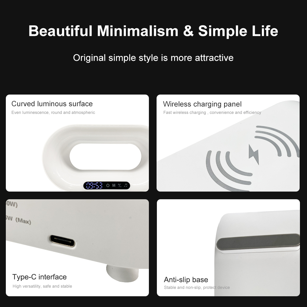 Multi-function 3 In 1 LED Night Light APP Control RGB Atmosphere Desk Lamp Smart Multifunctional Wireless Charger Alarm Clock - Image 13