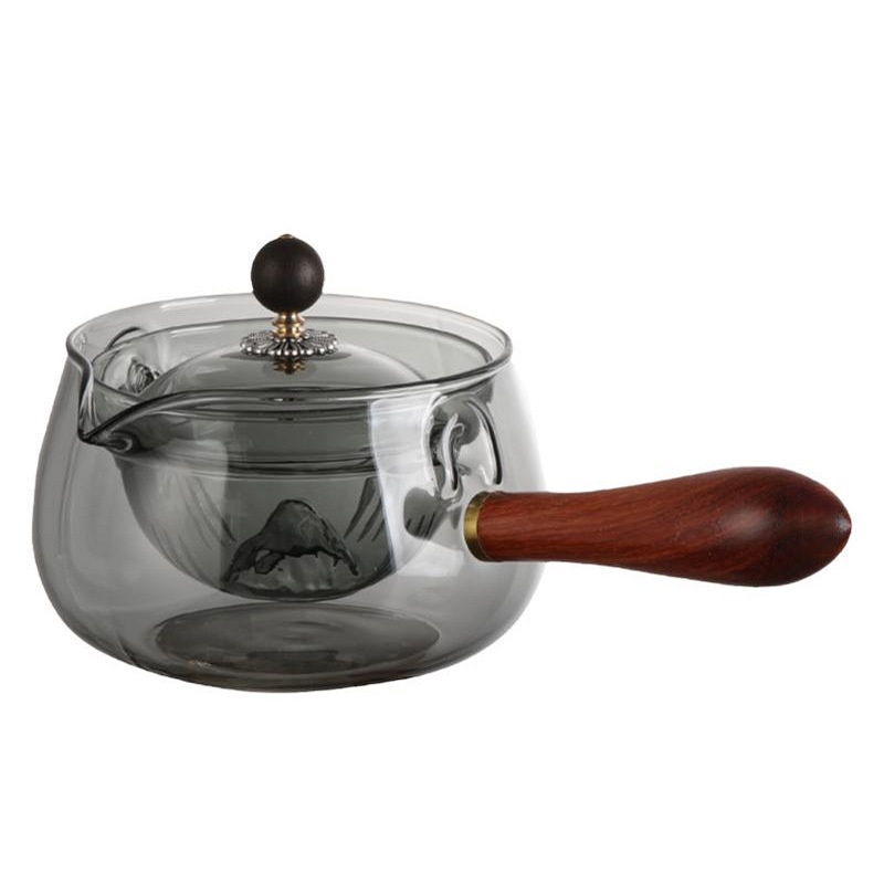Semi-automatic Rotary Heat-resistant Glass Teapot Lazy Tea Making With Infuser And Wooden Handle Office Home Accessories Kitchen Gadgets - Image 16