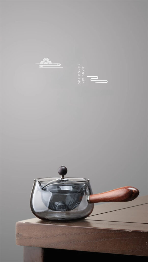 Semi-automatic Rotary Heat-resistant Glass Teapot Lazy Tea Making With Infuser And Wooden Handle Office Home Accessories Kitchen Gadgets