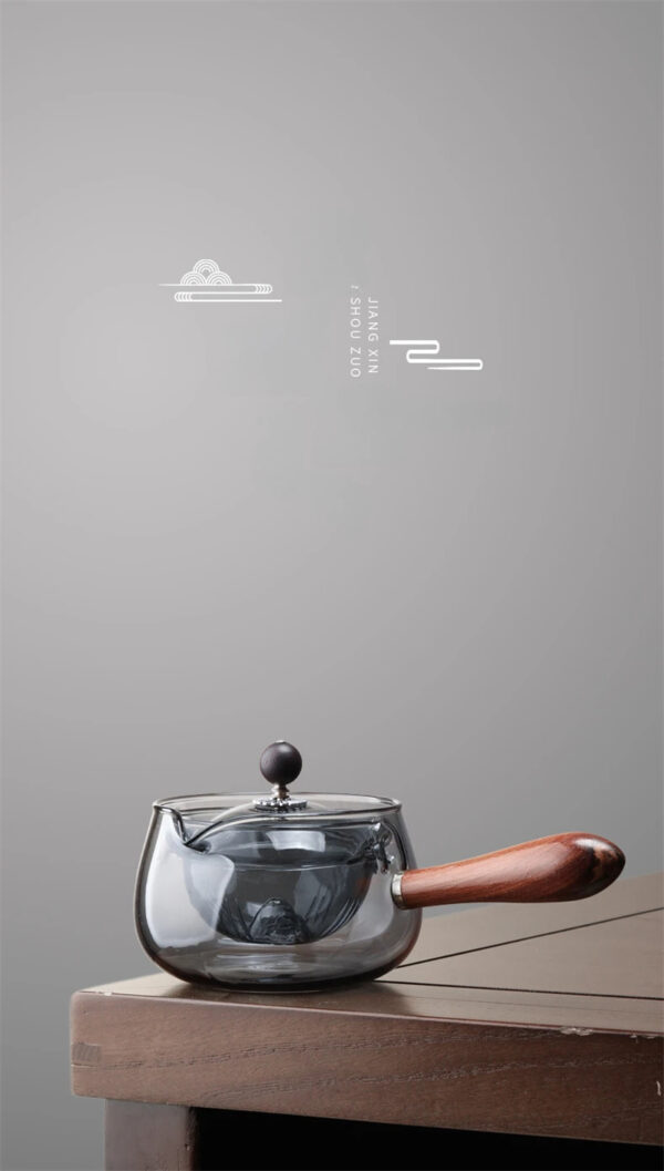 Semi-automatic Rotary Heat-resistant Glass Teapot Lazy Tea Making With Infuser And Wooden Handle Office Home Accessories Kitchen Gadgets - Image 14