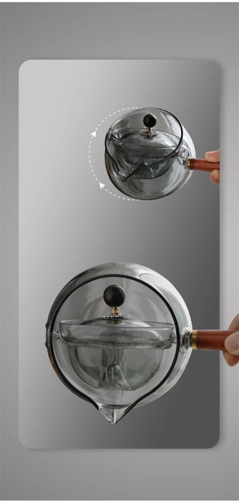 Semi-automatic Rotary Heat-resistant Glass Teapot Lazy Tea Making With Infuser And Wooden Handle Office Home Accessories Kitchen Gadgets