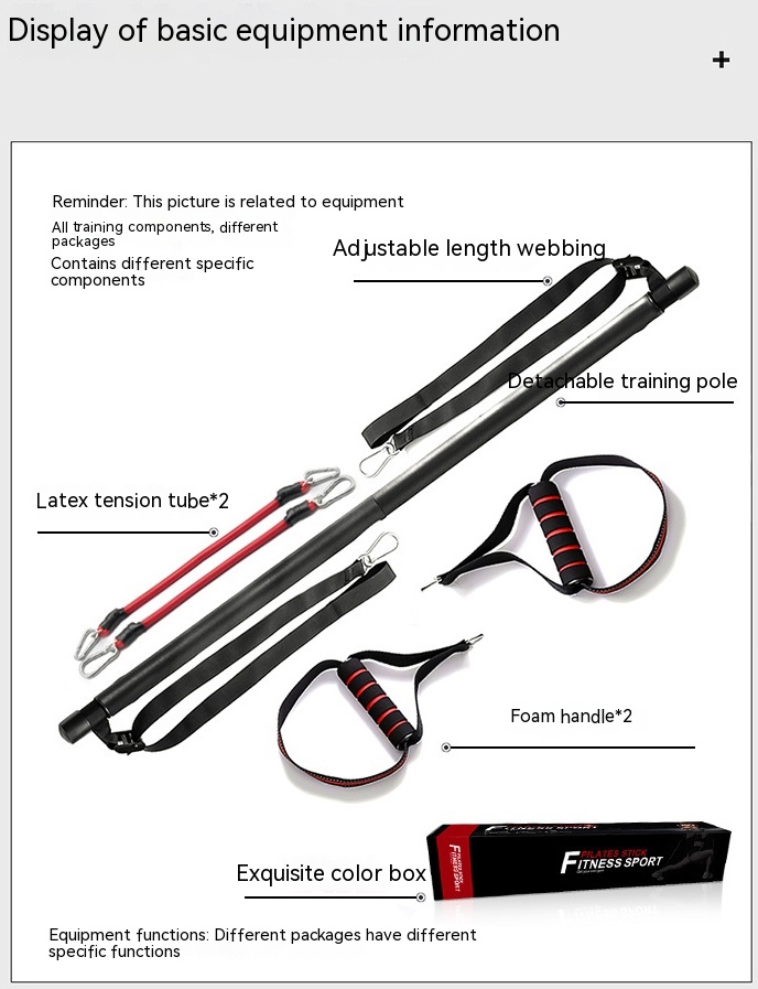 Pilates Bar Kit With Resistance Bands Portable Home Gym Workout Equipment Perfect Stretched Fusion Exercise Bar And Bands - Image 16