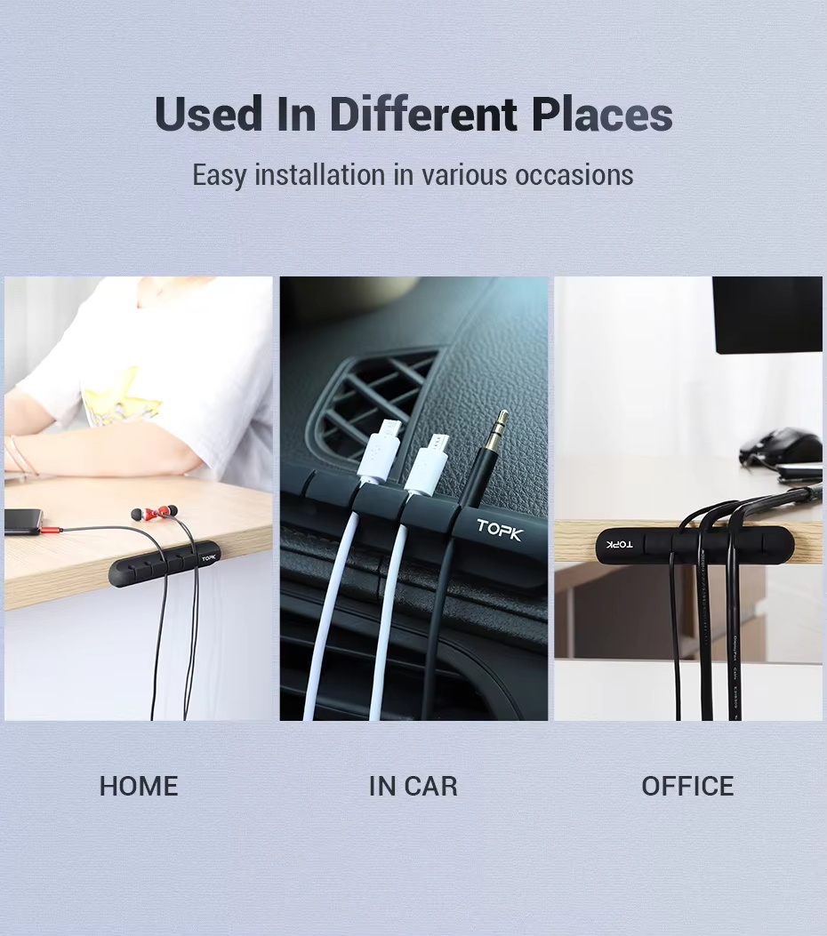 Silicone USB Cable Winder Desktop Cable Organizer Management Multipurpose Clips Cables Protector For Wired Headphones - Image 14
