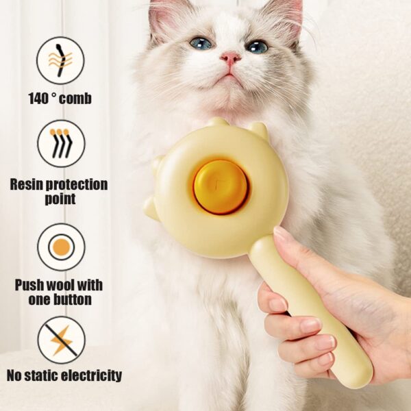 Pet Hair Cleaner Brush Cat Grooming Brush With Release Button Pet Hair Cleaner Brush Cat Grooming Brush Long Or Short Hair Cats Dogs Pet Massage BrushesComb For Cat Dog - Image 6