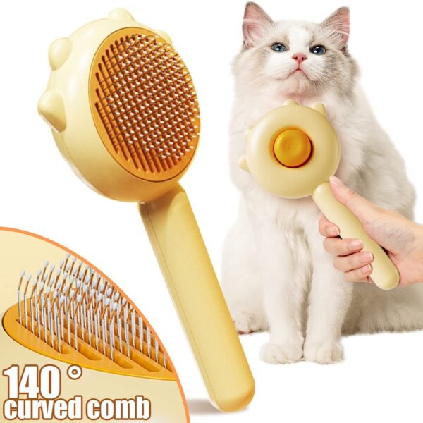 Pet Hair Cleaner Brush Cat Grooming Brush With Release Button Pet Hair Cleaner Brush Cat Grooming Brush Long Or Short Hair Cats Dogs Pet Massage BrushesComb For Cat Dog - Image 5