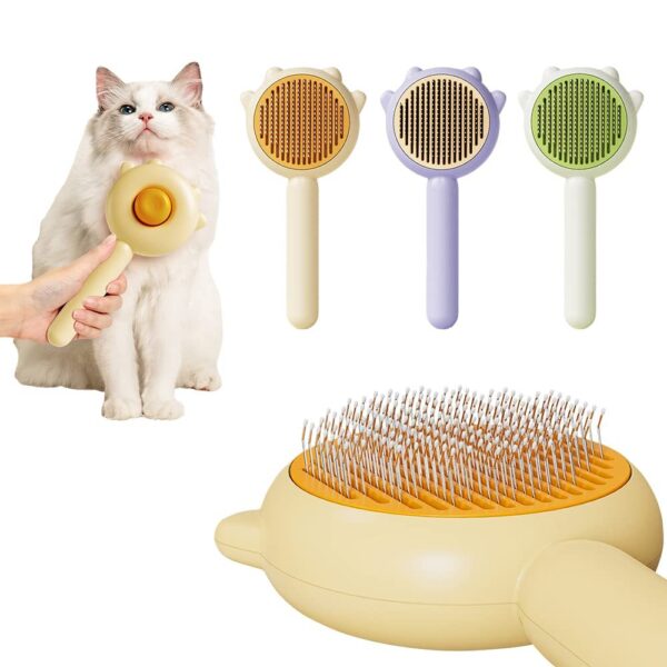 Pet Hair Cleaner Brush Cat Grooming Brush With Release Button Pet Hair Cleaner Brush Cat Grooming Brush Long Or Short Hair Cats Dogs Pet Massage BrushesComb For Cat Dog - Image 9