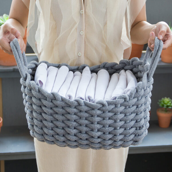 Nordic Wind Hand-woven Thick Cotton Rope Storage Box Simple Storage Basket - Image 2