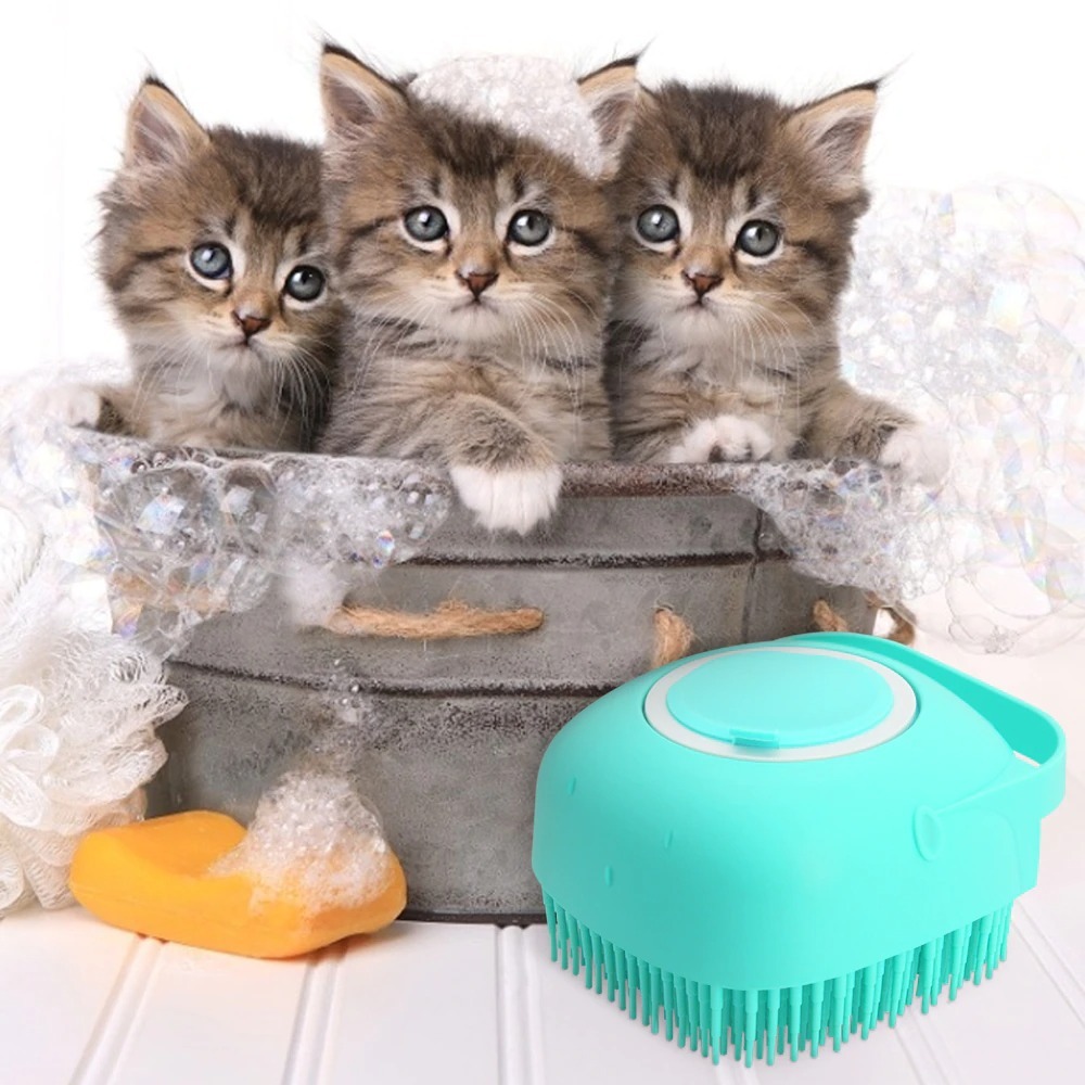 Pet Dog Shampoo Massager Brush Cat Massage Comb Grooming Scrubber Shower Brush For Bathing Short Hair Soft Silicone Brushes - Image 6