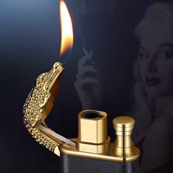 Creative Blue Flame Lighter Dolphin Dragon Tiger Double Fire Metal Winproof Lighter Inflatable Lighter - Image 8