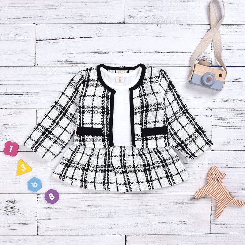 Long-sleeved Dresses Two-piece Children