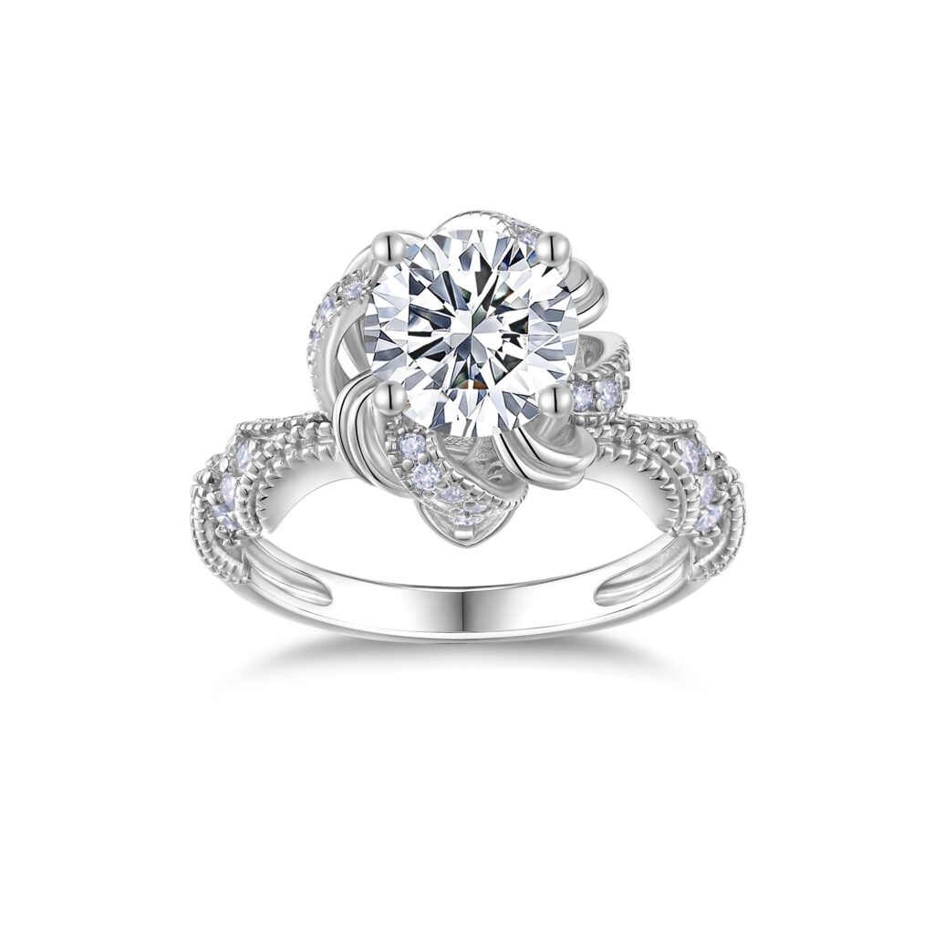 2-carat Luxury Fashion Minimalist Trend Jewelry Silver Ring Set With Top-quality Moissanite, Made Of S925 Silver With Electroplated Platinum.