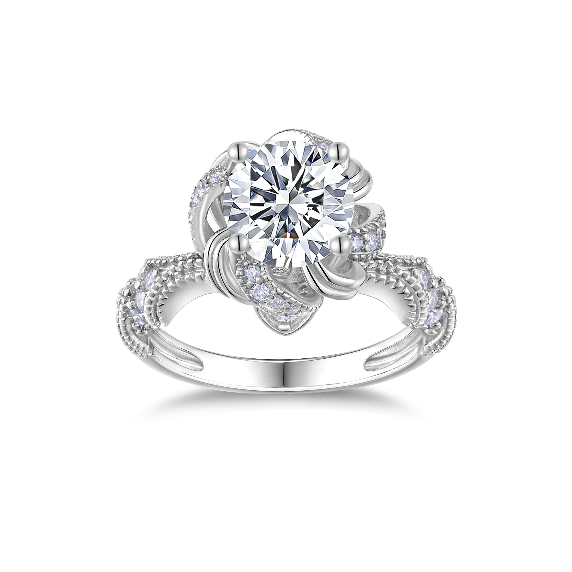 2-carat Luxury Fashion Minimalist Trend Jewelry Silver Ring Set With Top-quality Moissanite, Made Of S925 Silver With Electroplated Platinum. - Image 10