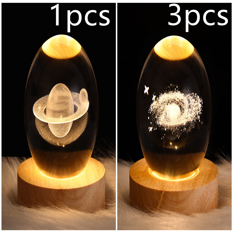 LED Night Light Galaxy Crystal Ball Table Lamp 3D Planet Moon Lamp Bedroom Home Decor For Kids Party Children Birthday Gifts - Image 37
