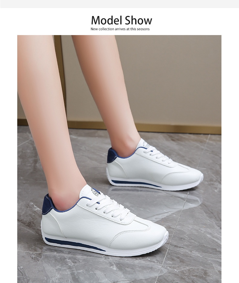 Plus-size Women's Leather Lace-up Casual Sneakers