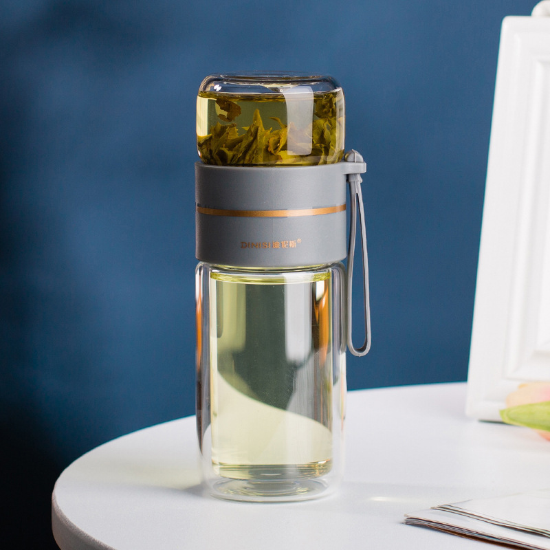 Glass Water Bottle With Tea Infuser Filter Tea Separation Double Wall Glass Bottle Leakproof Water Bottle - Image 25