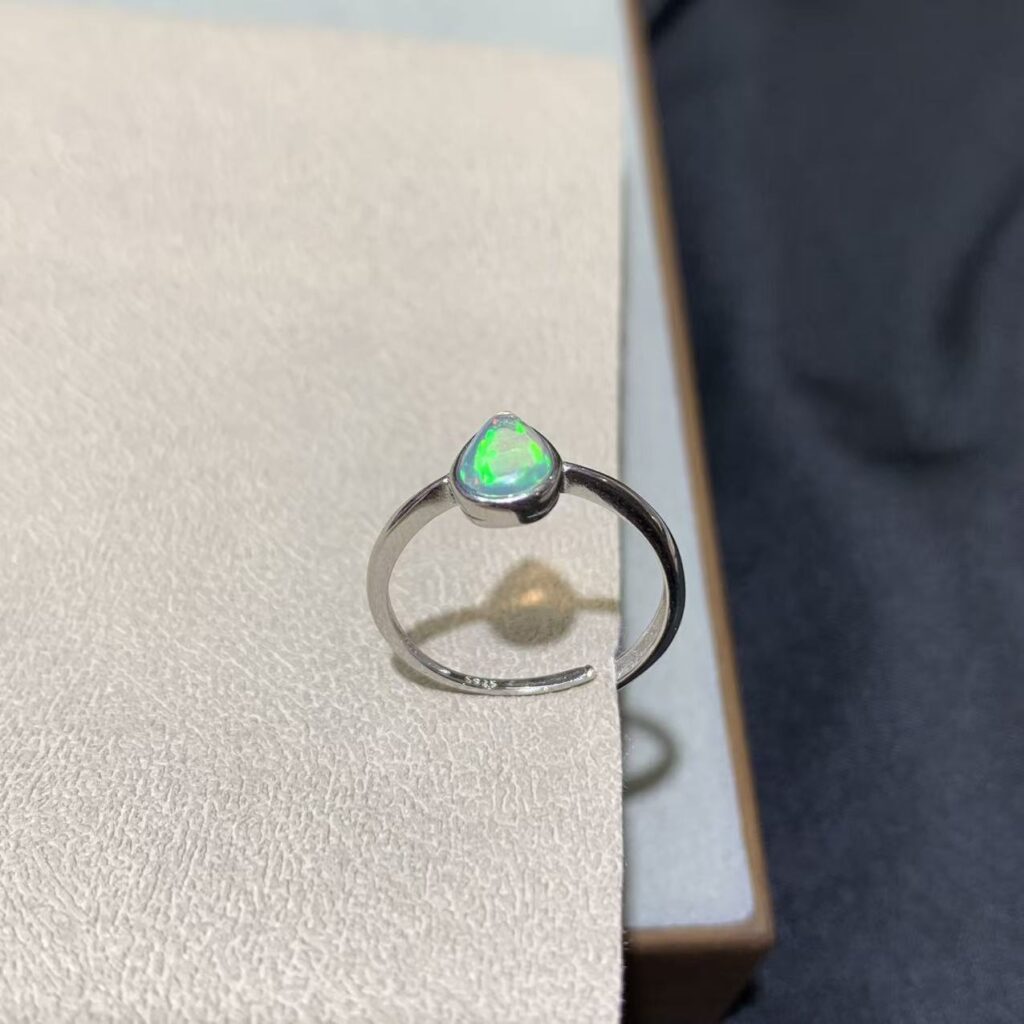 Natural Opal Ring, S925 Silver Setting, Minimalist Water-drop Shape, Opal Ring