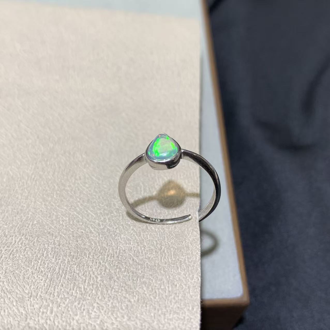 Natural Opal Ring, S925 Silver Setting, Minimalist Water-drop Shape, Opal Ring - Image 7