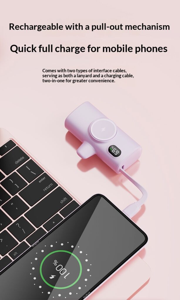 Wireless Magnetic Watch Power Bank With Built-in Cable